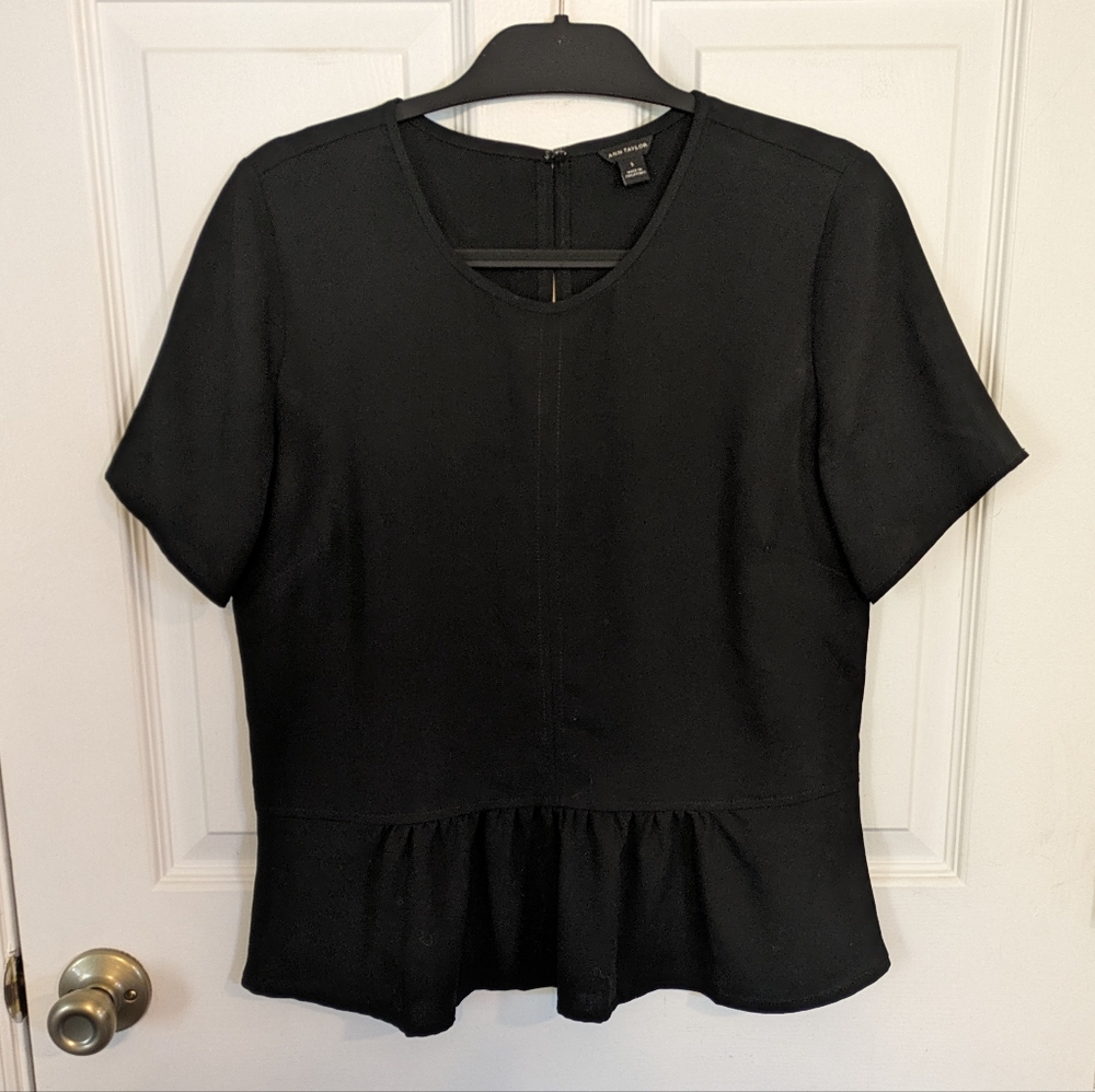 Ann Taylor Black Peplum Top